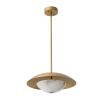 Brass ceiling light with alabaster semi-sphere detail