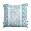 Luxurious plush cushion with artistic blue patterning