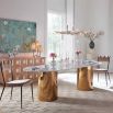 Brass cylinder base dining table with white marble top
