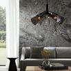 Black, smoke glass floral silhouette chandelier