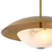 Brass ceiling light with alabaster semi-sphere detail
