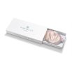 Blush pink silk eye mask with ivory piping detail