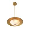 Brass ceiling light with alabaster semi-sphere detail
