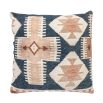 Blue and cream square cushion