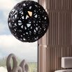 Woven sphere pendant light in black rattan