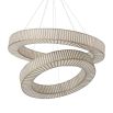 Radiant glow double halo style chandelier with brass details