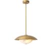 Brass ceiling light with alabaster semi-sphere detail