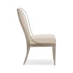 Neutral upholstered dining chair with metal frame