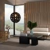 Woven sphere pendant light in black rattan