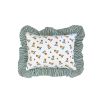 kids quilt and cushion set with blueberry design and ruffled striped edges
