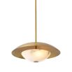 Brass ceiling light with alabaster semi-sphere detail
