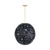 Woven sphere pendant light in black rattan