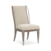 Neutral upholstered dining chair with metal frame