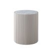 Ribbed cylindrical side table with a marble top