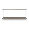 Metal frame nickel console table with tall tapered legs