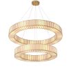 Radiant glow double halo style chandelier with brass details