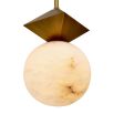 alabaster sphere pendant light with brass diamond top detail