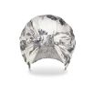 Ivory silk hair wrap with elegant black artistic details