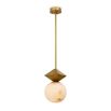 alabaster sphere pendant light with brass diamond top detail