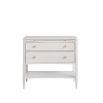 White bedside table with two drawers and pull out tray
