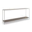 Metal frame nickel console table with tall tapered legs