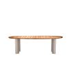 Sophisticated wood top coffee table with unique curved shape