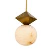 alabaster sphere pendant light with brass diamond top detail