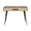 stunning natural wood desk with a drawer for extra storage and decorative detailing