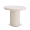 Organic rounded side table in white concrete finish