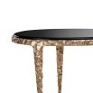 Decadent black top coffee tables with textured brass base