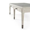 Whitewood coffee table with two drawers and ribbed metal knobs
