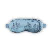 Blue silk eye mask with black traditional artistry