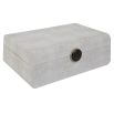 A stylish shagreen box with a white finish and black enamel closure