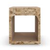 Side table with mappa wood veneer finish and drawer for storage