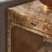 Side table with mappa wood veneer finish and drawer for storage