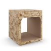 Side table with mappa wood veneer finish and drawer for storage
