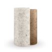 Sculptural side table in stone and bronze with crescent moon shape
