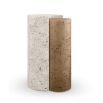 Sculptural side table in stone and bronze with crescent moon shape