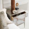 Small nickel bedside table with marble front