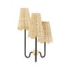 Triple light brown table lamp with black base