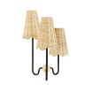 Triple light brown table lamp with black base