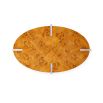 Brown circular coffee table with acrylic legs