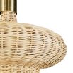 Elegant wavey lamp in wicker finish with brass accents