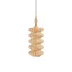 Wavy rattan ceiling light with brass detail