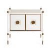 Ivory cabinet table with brass detail 