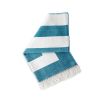 Cozy graphic print throw in blue and white with fringe detail