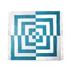 Cozy graphic print throw in blue and white with fringe detail