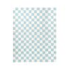 Light blue and cream checkerboard design rug
