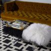 Reversible cream and brown square-patterned rug