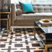 Reversible cream and brown square-patterned rug